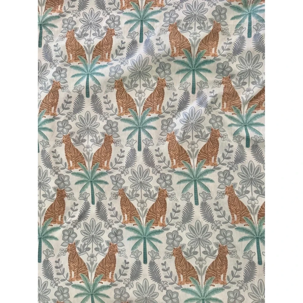 House of Verdi Tiger Palm Tree Jungle Print King Sheet Set Boho Bungalow